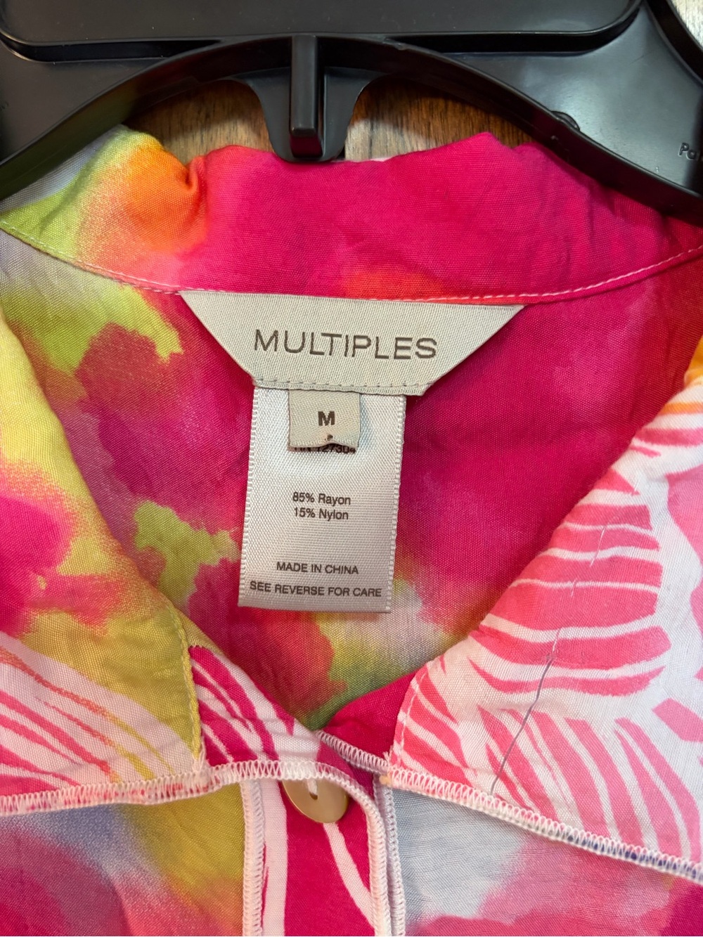 Multiples Pink Multi-Color Floral Button-Front Blouse - Picture 3 of 5